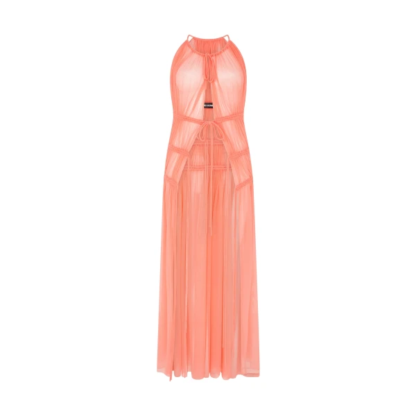 David Koma Ruched Halterneck Mesh Top, view 2