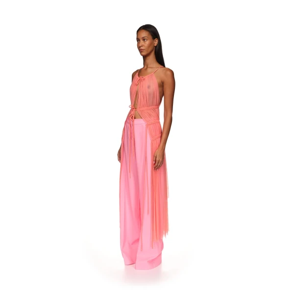 David Koma Ruched Halterneck Mesh Top, view 4