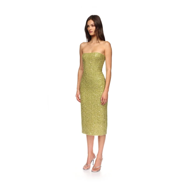 David Koma Sequin Boucle Corset Midi Dress, view 4