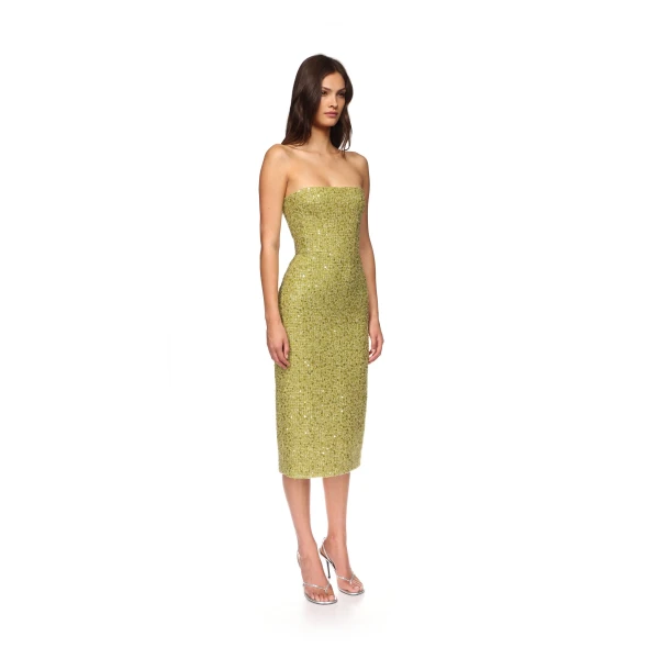 David Koma Sequin Boucle Corset Midi Dress, view 5
