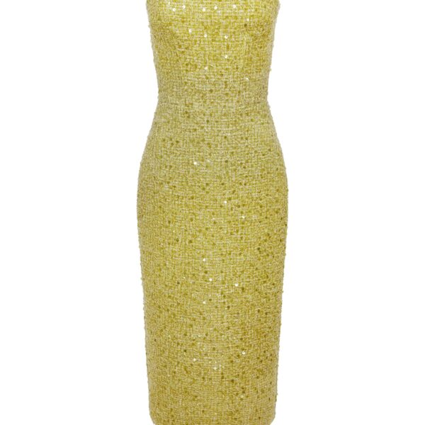 David Koma Sequin Boucle Corset Midi Dress