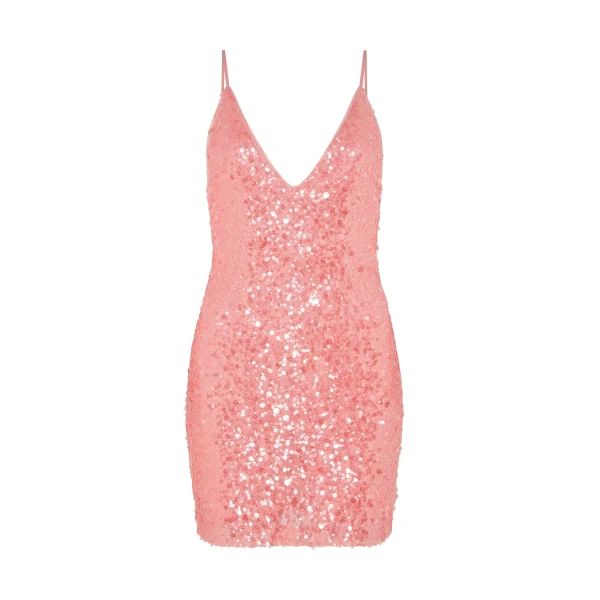 David Koma Sequin Mini Dress In Pink, view 2