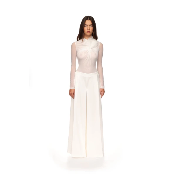 David Koma Wide Leg Flowy Trousers In White, view 3
