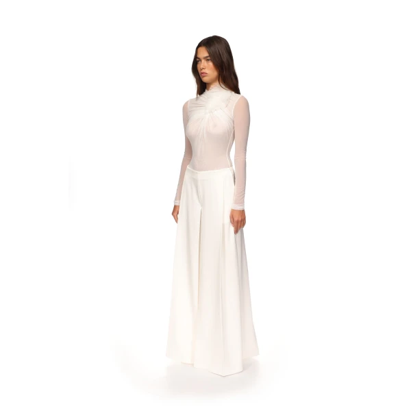 David Koma Wide Leg Flowy Trousers In White, view 4