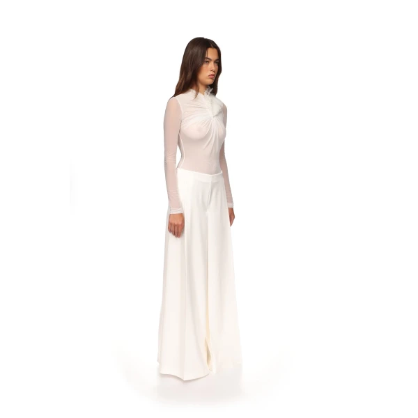 David Koma Wide Leg Flowy Trousers In White, view 5