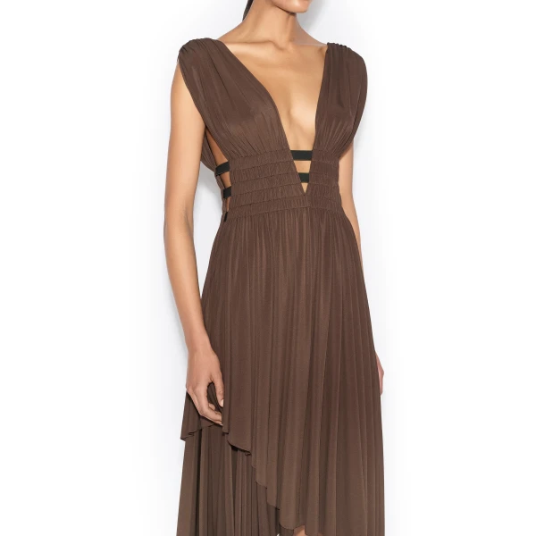 Alaïa Deesse V Neck Dress - ALAÏA Dresses - Laser Cut Luxury - Shop at Luxury Shoes 