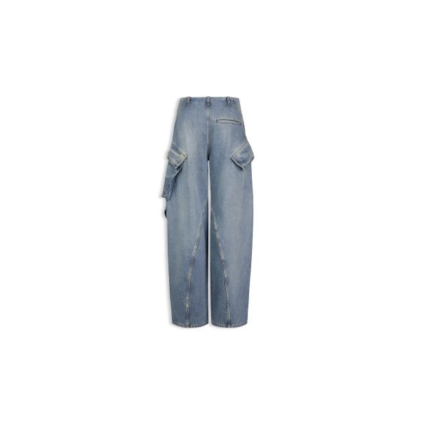 Alaïa Denim Cargo Pants - ALAÏA Pants - Laser Cut Luxury - Shop at Luxury Shoes 