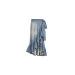 Alaïa Denim Ruffle Skirt - ALAÏA Skirts - Laser Cut Luxury - Shop at Luxury Shoes Alaia Denim Ruffle Skirt