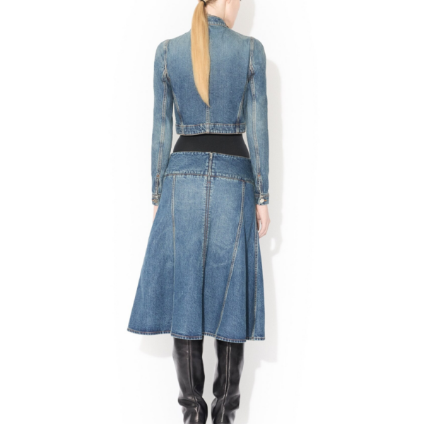 Alaia Denim Slit Skirt, view 3