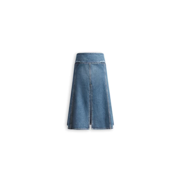 Alaïa Denim Slit Skirt - ALAÏA Skirts - Laser Cut Luxury - Shop at Luxury Shoes 