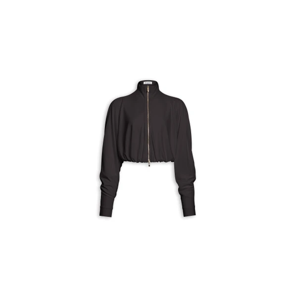 Alaïa Draped Matte Jersey Jacket - ALAÏA Jackets - Laser Cut Luxury - Shop at Luxury Shoes 