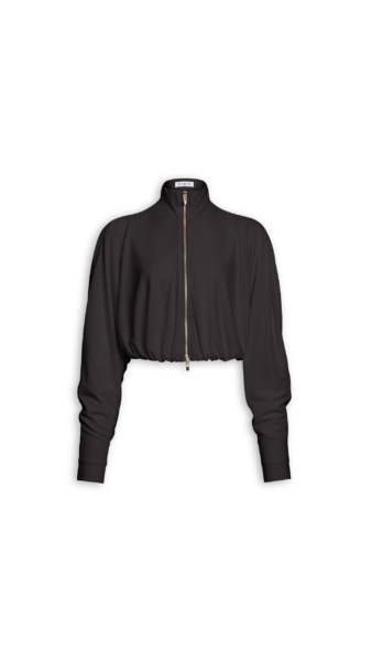 Alaïa Draped Matte Jersey Jacket - ALAÏA Jackets - Laser Cut Luxury - Shop at Luxury Shoes 