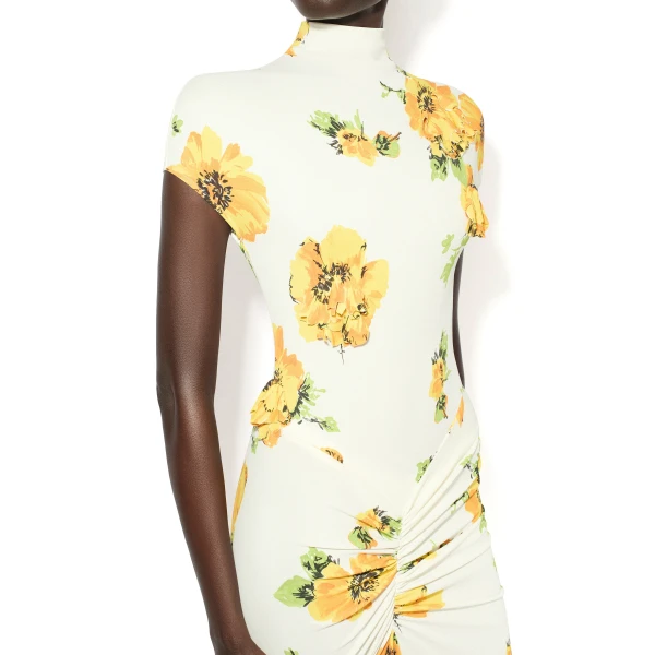 Alaïa Draped Printed Dress - ALAÏA Dresses - Laser Cut Luxury - Shop at Luxury Shoes 