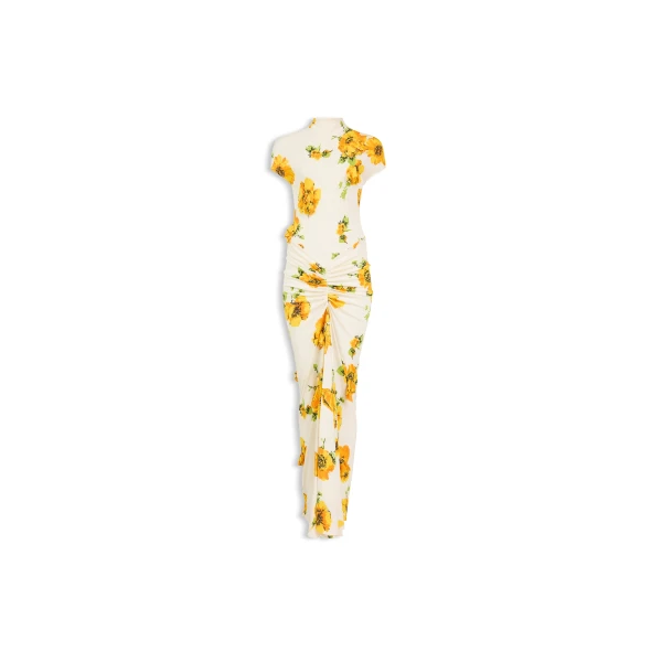 Alaïa Draped Printed Dress - ALAÏA Dresses - Laser Cut Luxury - Shop at Luxury Shoes 