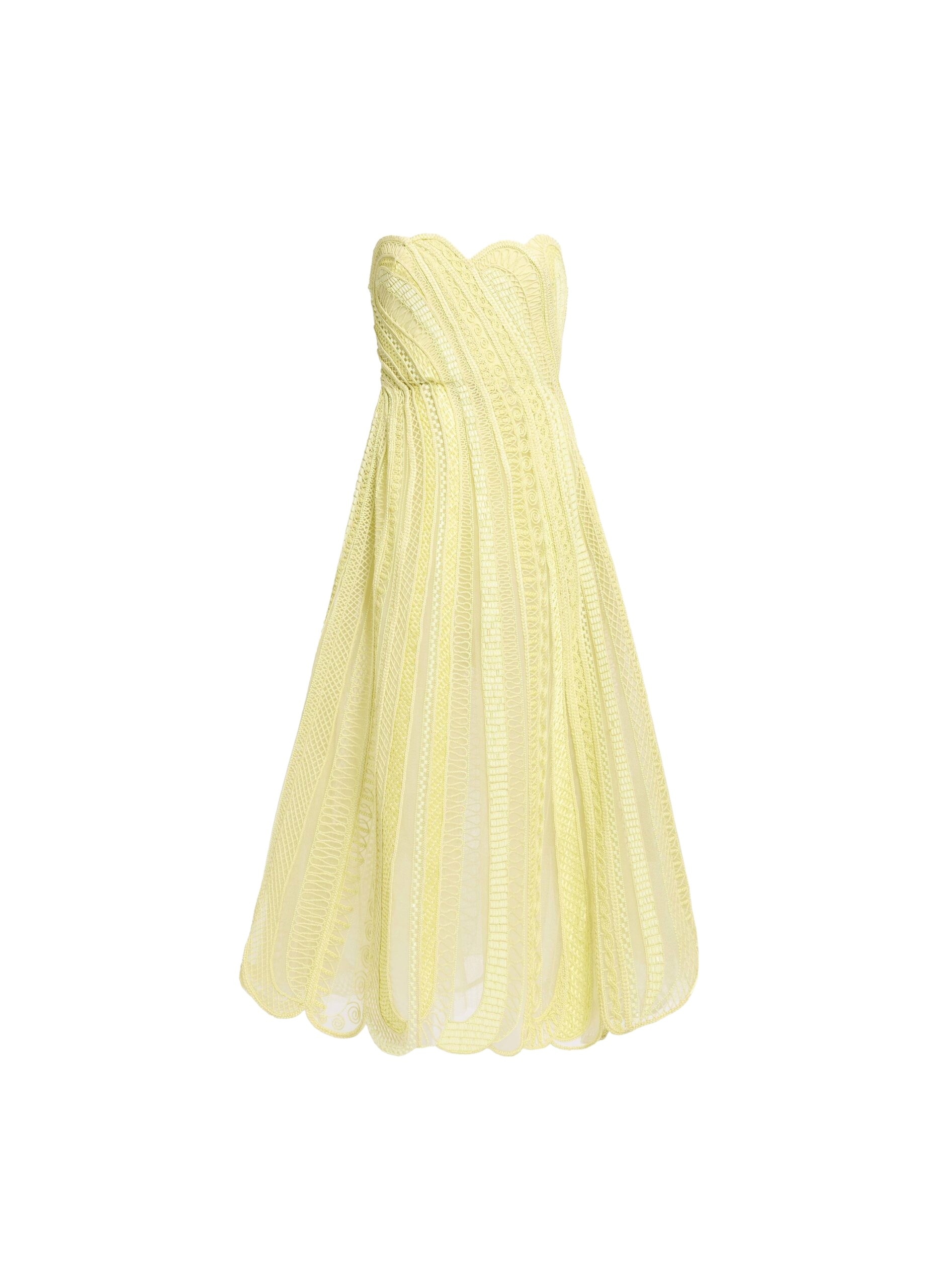 Elie Saab Bead Embroidered Midi Dress in Yellow featuring  – Luxury Designer Fashion at Luxury Shoes .