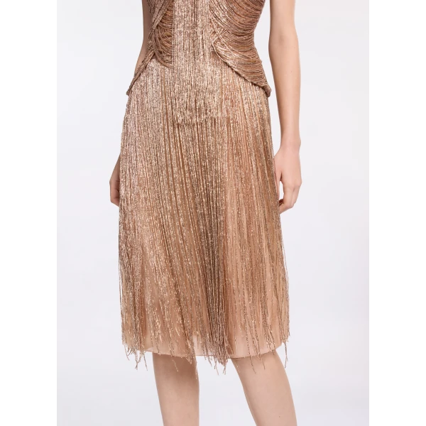 Elie Saab Bead Embroidered Midi Skirt, view 4