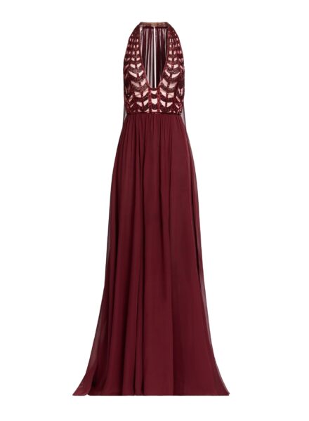 Elie Saab Bead Embroidered and Silk Long Dress in Red featuring  – Luxury Designer Fashion at Luxury Shoes .
