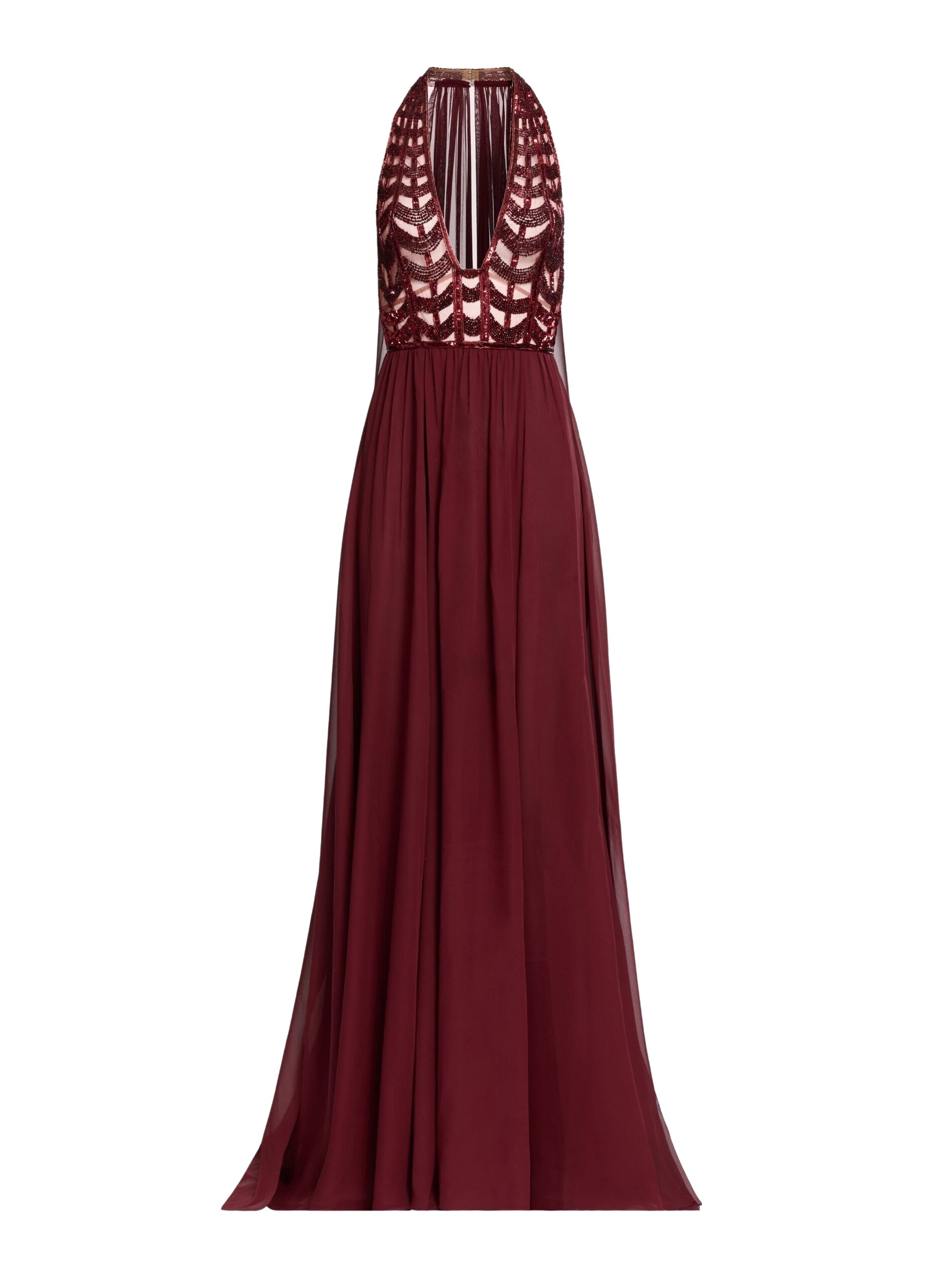 Elie Saab Bead Embroidered and Silk Long Dress in Red featuring  – Luxury Designer Fashion at Luxury Shoes .