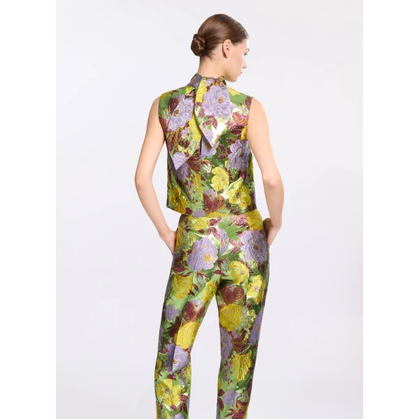 Elie Saab Brocade High Neck Top, view 3