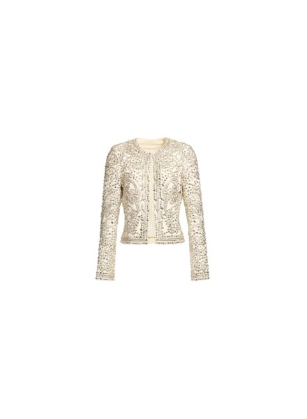 Elie Saab Cady Bead Embroidered Jacket in White featuring  – Luxury Designer Fashion at Luxury Shoes .