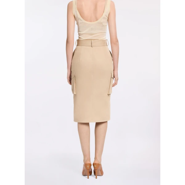Elie Saab Cotton Drill Midi Skirt, view 3