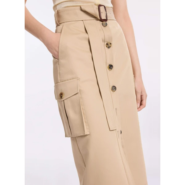 Elie Saab Cotton Drill Midi Skirt, view 4