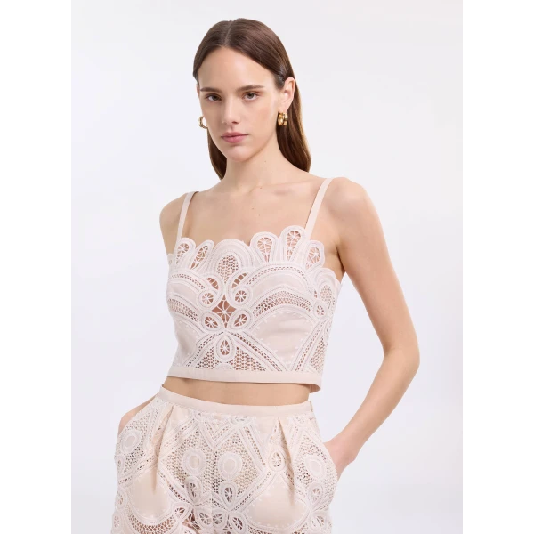 Elie Saab Cotton Embroidered Bralette, view 2