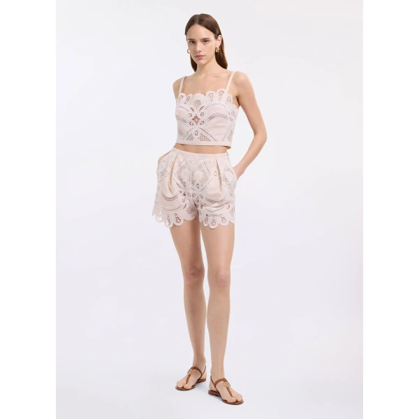Elie Saab Cotton Embroidered Bralette, view 5