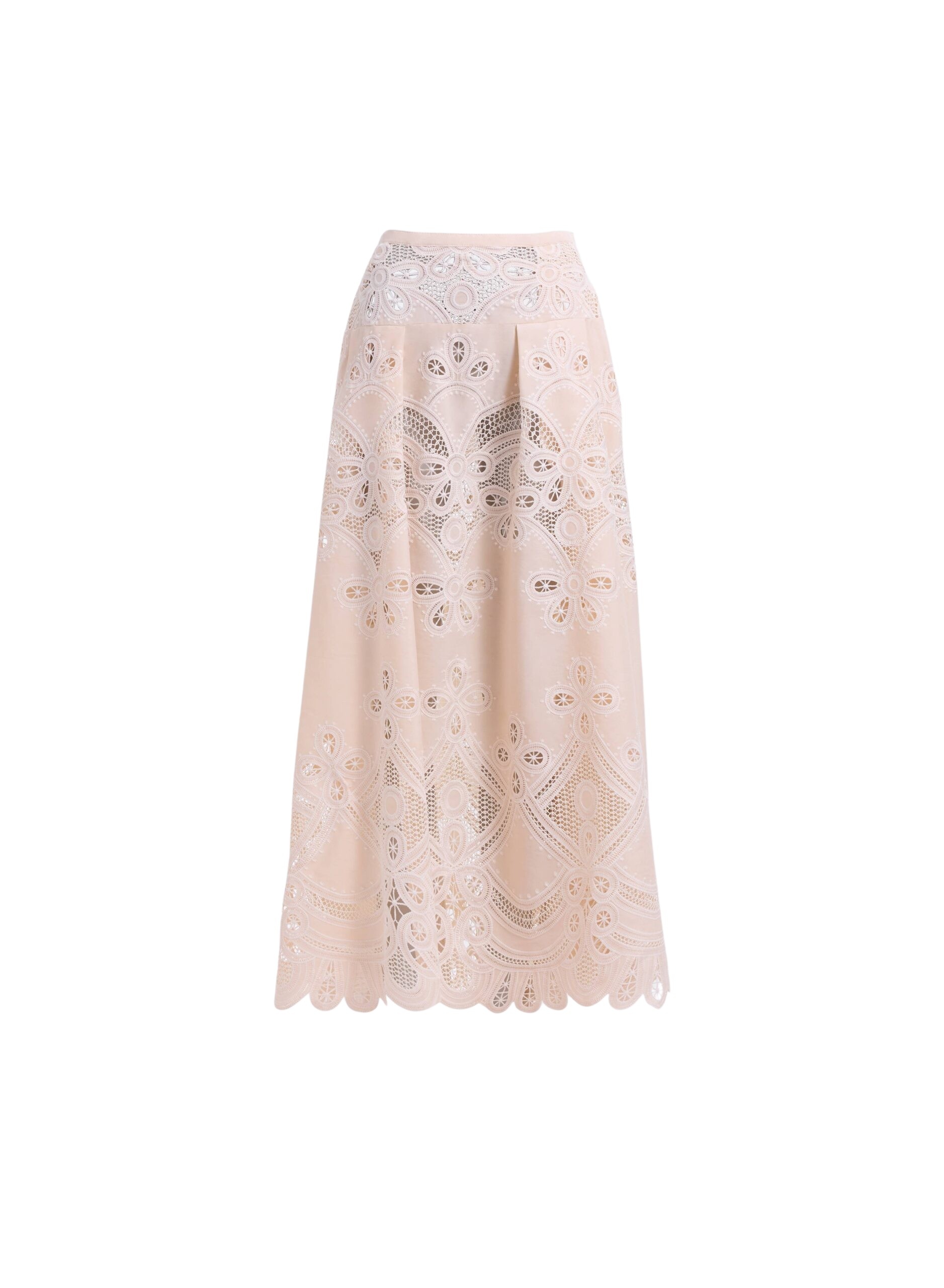 Elie Saab Cotton Embroidered Skirt in Ivory featuring  – Luxury Designer Fashion at Luxury Shoes .