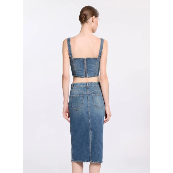 Elie Saab Denim Crop Top, view 3