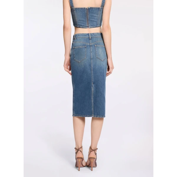 Elie Saab Denim Pencil Skirt, view 3