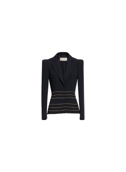 Elie Saab Embellished Cady Blazer in Black featuring  – Luxury Designer Fashion at Luxury Shoes .