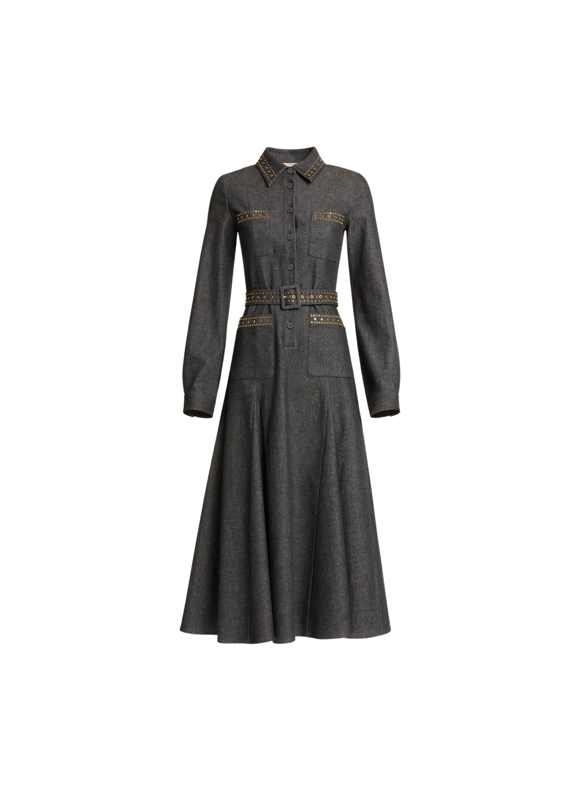 Elie Saab Embellished Denim Dress in Blue featuring  – Luxury Designer Fashion at Luxury Shoes .