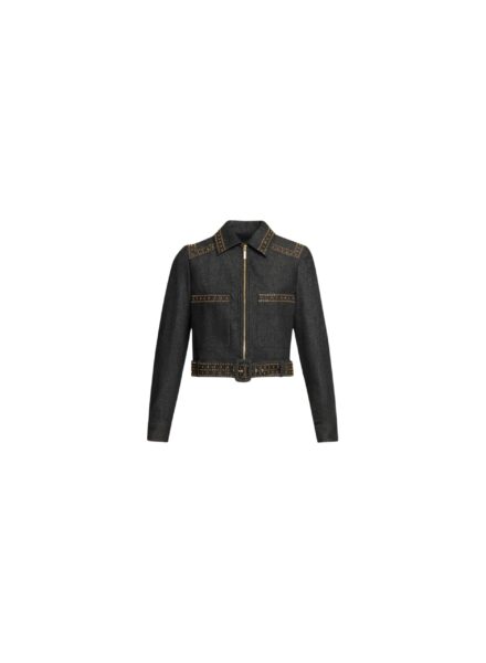 Elie Saab Embellished Denim Jacket in Blue featuring  – Luxury Designer Fashion at Luxury Shoes .