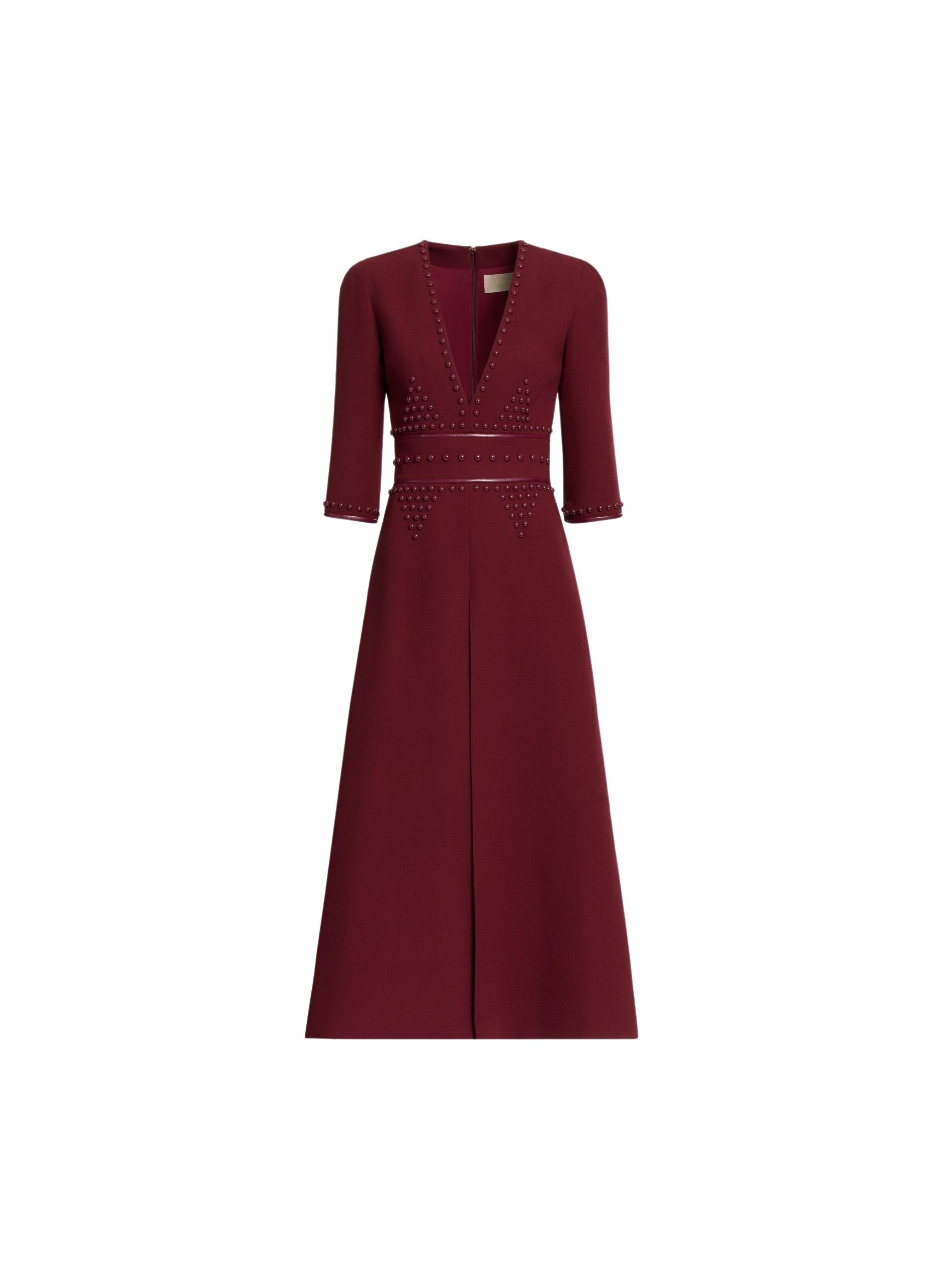 Elie Saab Embellished Wool Midi Dress in Red featuring  – Luxury Designer Fashion at Luxury Shoes .