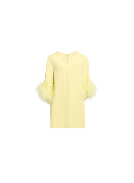 Elie Saab Feather Trimmed Top in Yellow featuring  – Luxury Designer Fashion at Luxury Shoes .