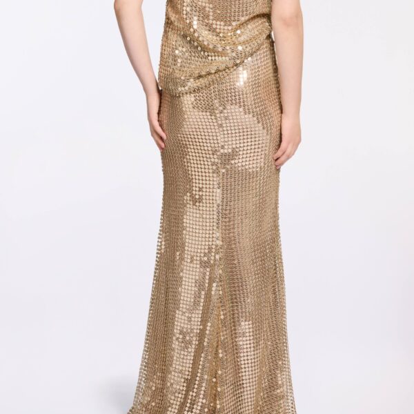Elie Saab Gold Sequin Long Skirt, view 3