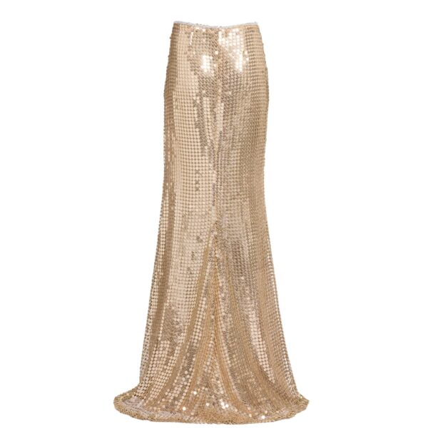 Elie Saab Gold Sequin Long Skirt, view 5