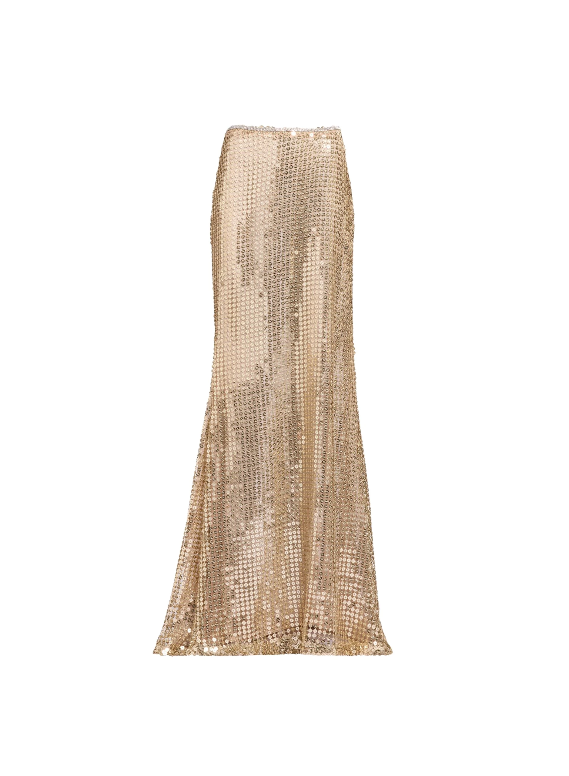 Elie Saab Gold Sequin Long Skirt