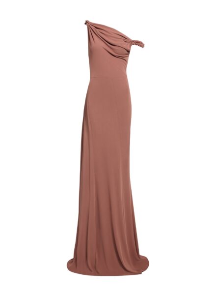Elie Saab Jersey Long Dress in Beige featuring  – Luxury Designer Fashion at Luxury Shoes .