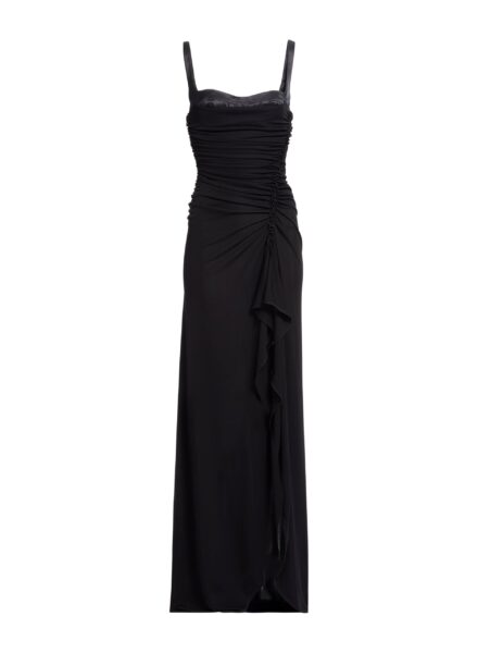 Elie Saab Jersey Satin Dress in Black featuring  – Luxury Designer Fashion at Luxury Shoes .