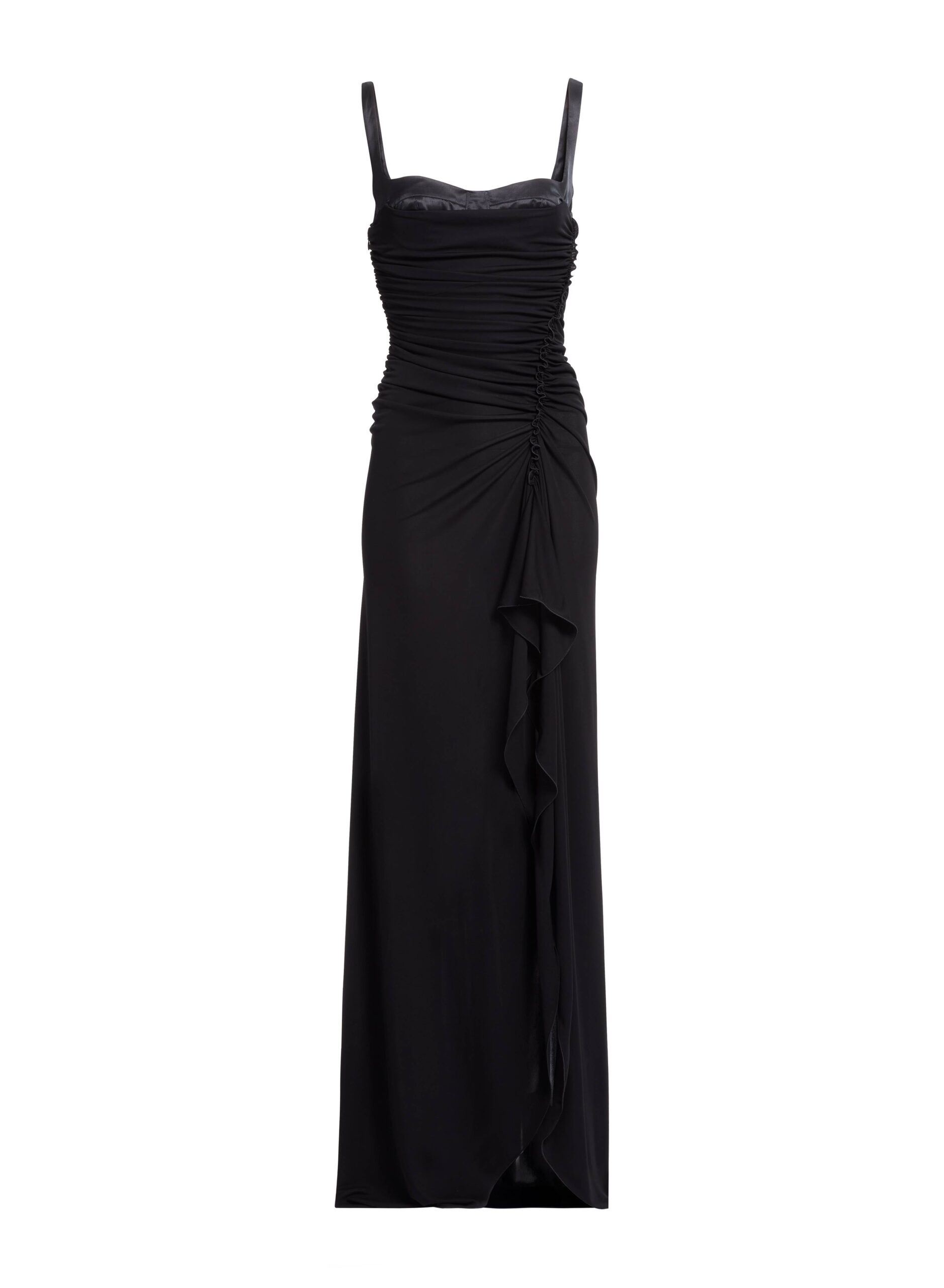 Elie Saab Jersey Satin Dress in Black featuring  – Luxury Designer Fashion at Luxury Shoes .