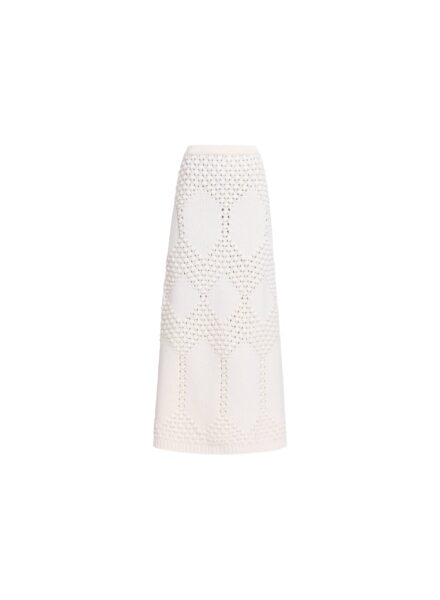 Elie Saab Knit Midi Skirt in White featuring  – Luxury Designer Fashion at Luxury Shoes .