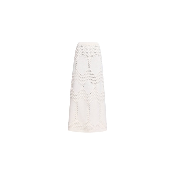 Elie Saab Knit Midi Skirt in White featuring  – Luxury Designer Fashion at Luxury Shoes .