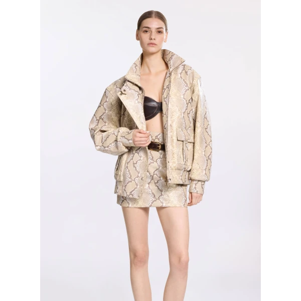Elie Saab Leather Bomber Jacket, view 2