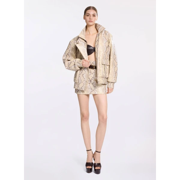 Elie Saab Leather Bomber Jacket, view 5