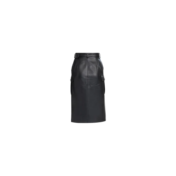 Elie Saab Leather Midi Skirt, view 5