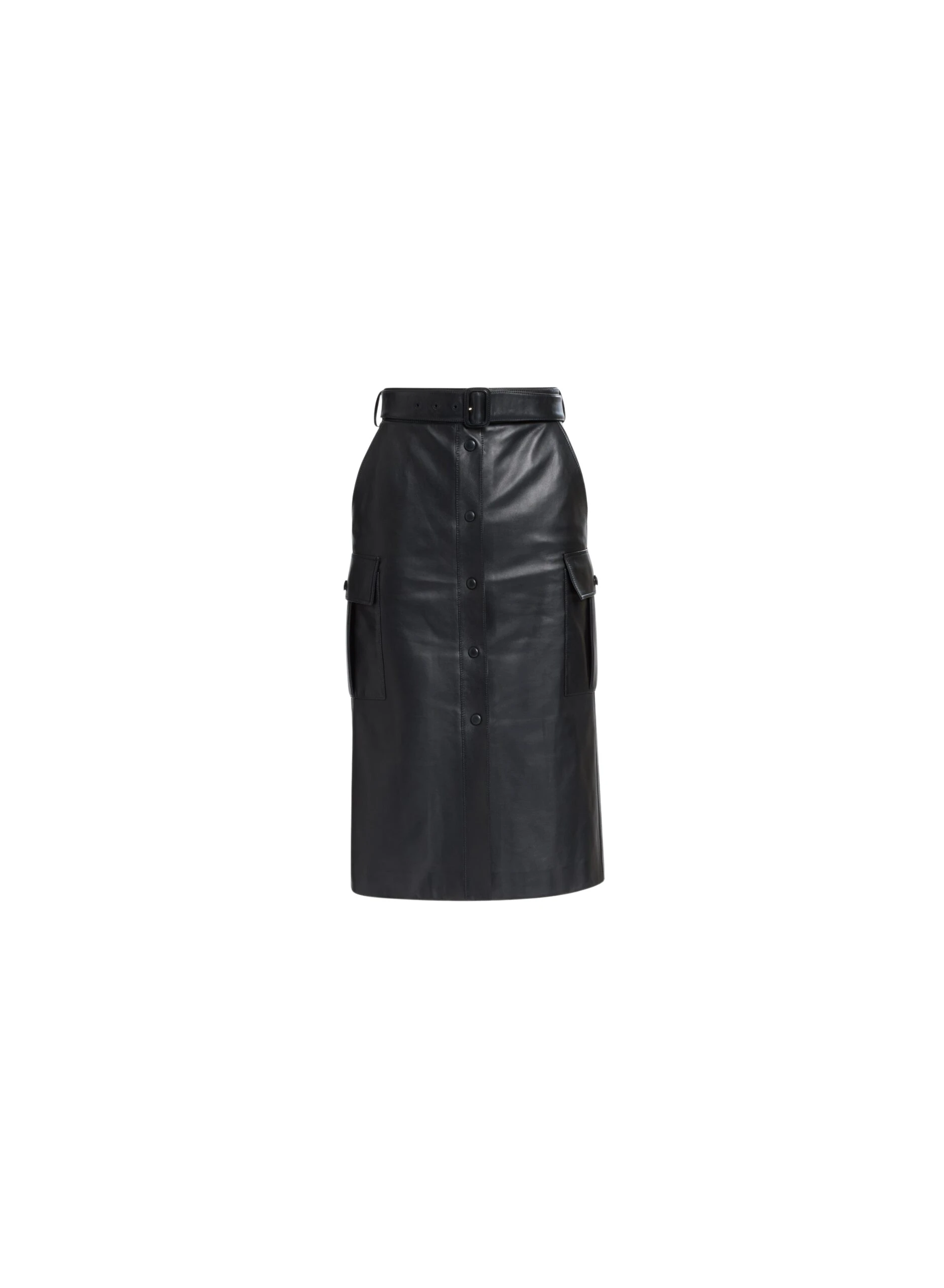 Elie Saab Leather Midi Skirt