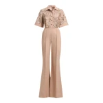 Elie Saab Macramé & Drill Jumpsuit