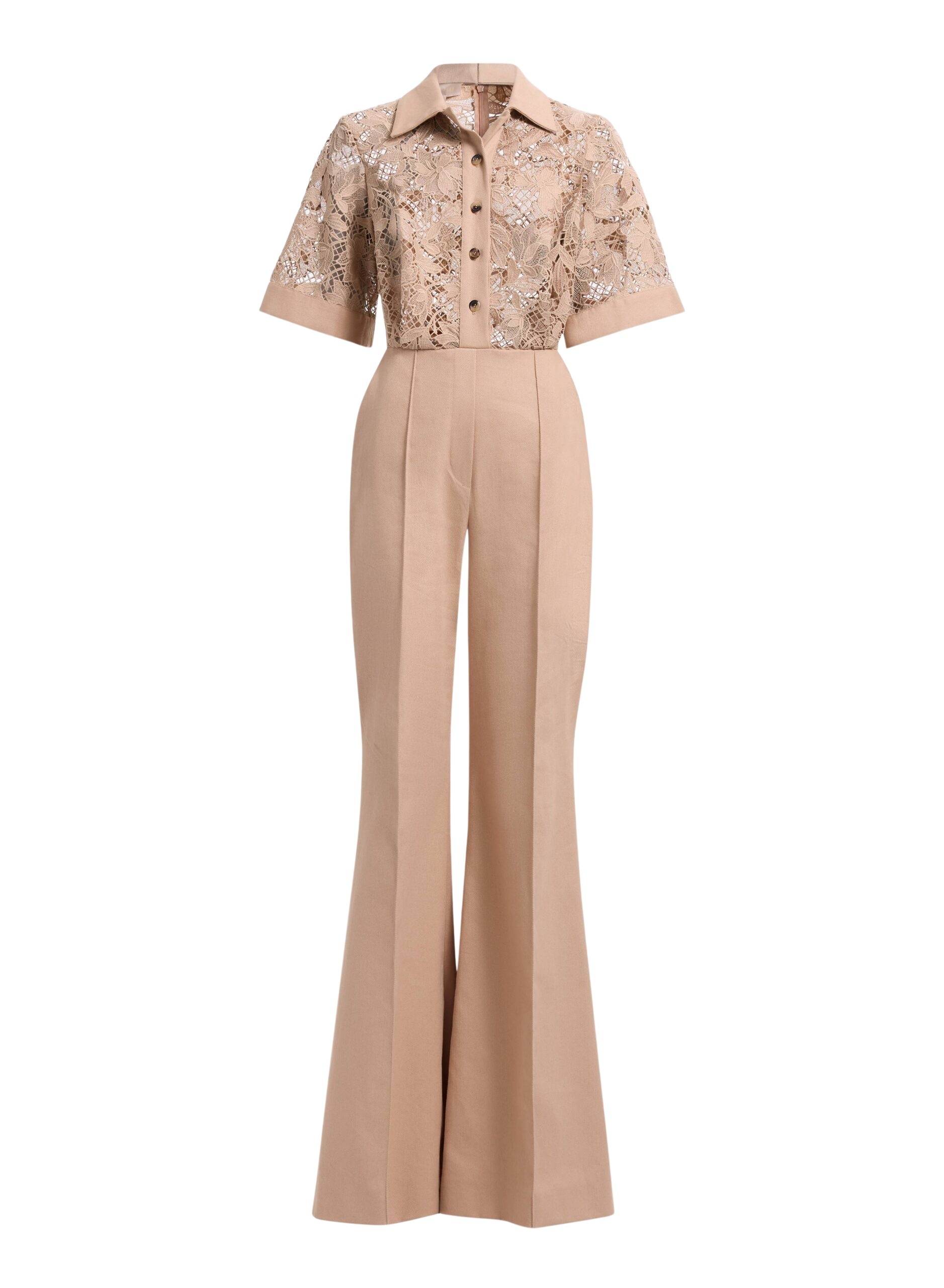 Elie Saab Macramé & Drill Jumpsuit